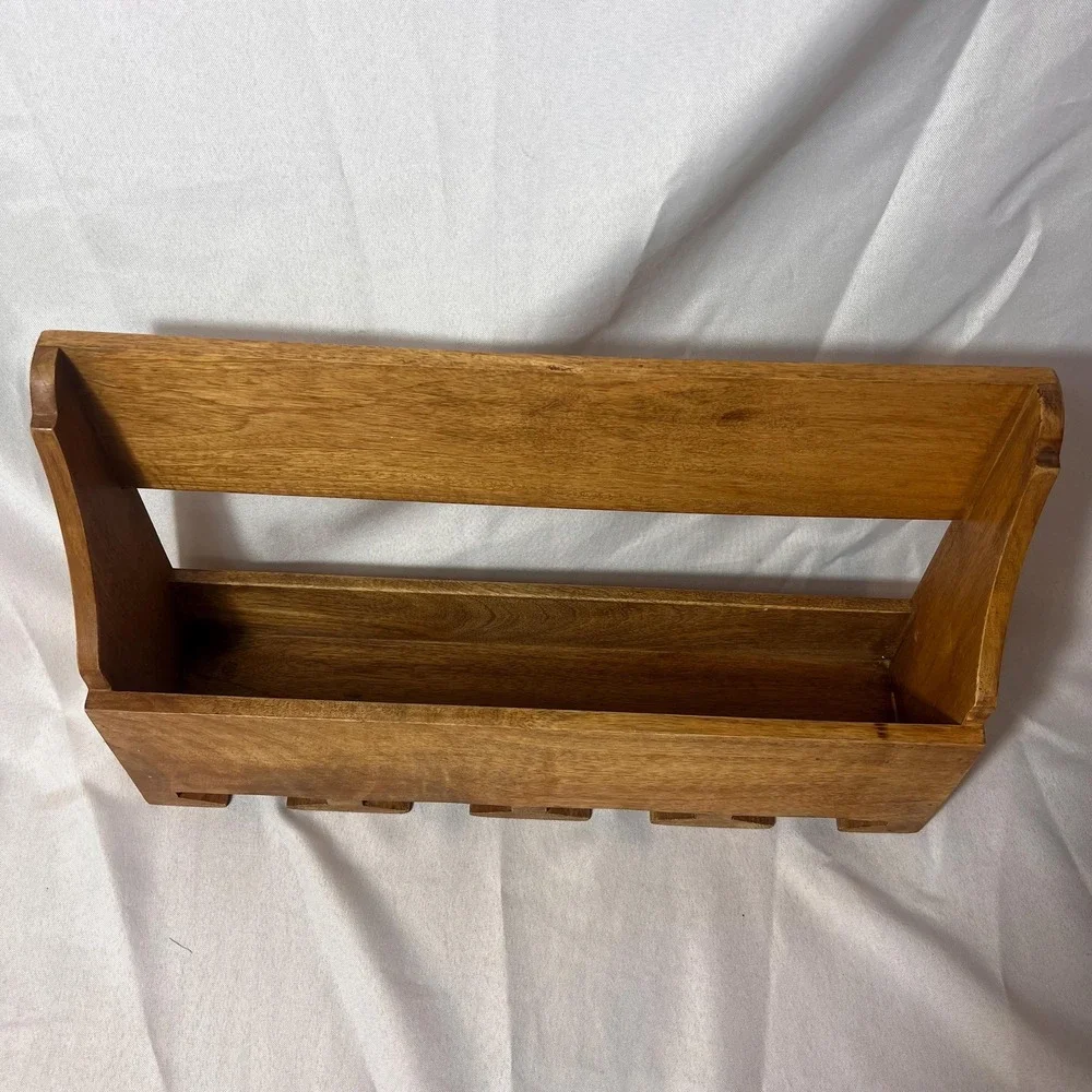 Vintage Wood Wall Mount Wine Glass Rack Stemware Holder Bar Shelf Rustic Decor